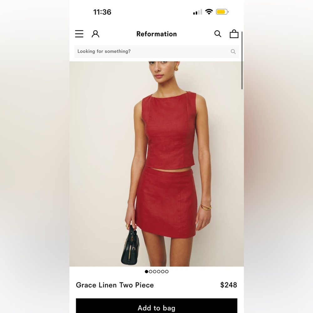 Reformation Grace Red Linen Skirt Set